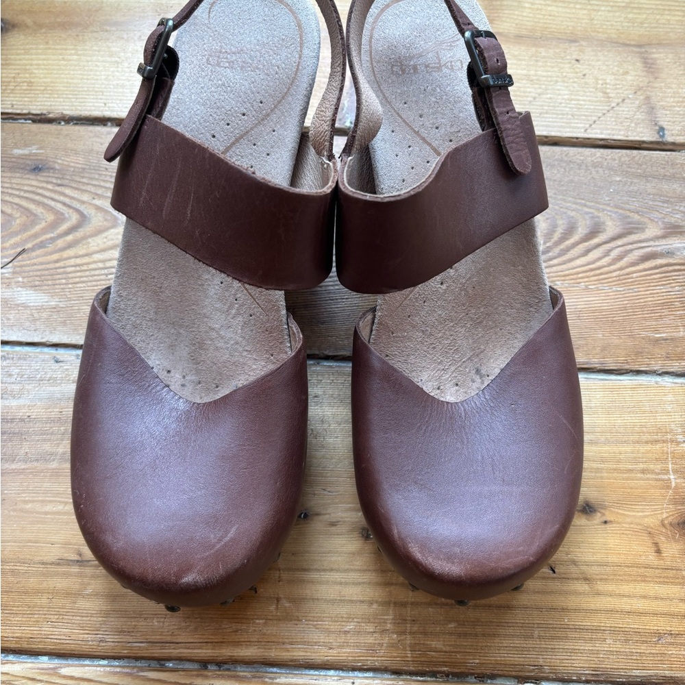 Dansko Brown Leather Thea Clogs